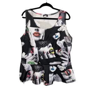 Caren Sport Peplum Top Black 3X